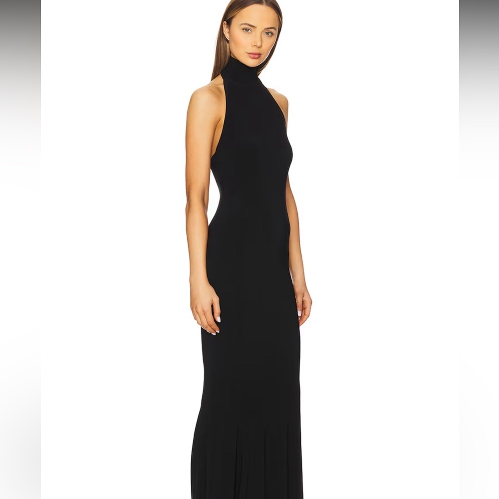 Norma Kamali Halter Fishtail Gown in Black M